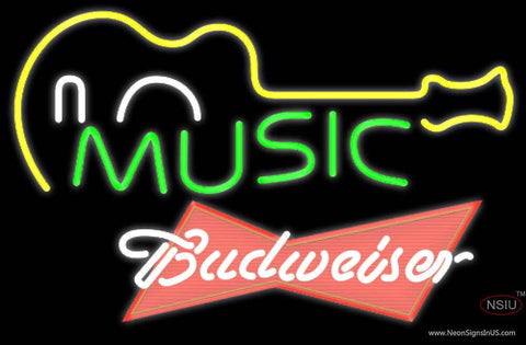 Budweiser Red Music Guitar Real Neon Glass Tube Neon Sign 