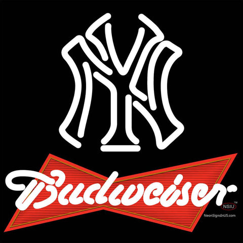 Budweiser Red New York Yankees White MLB Neon Sign   x