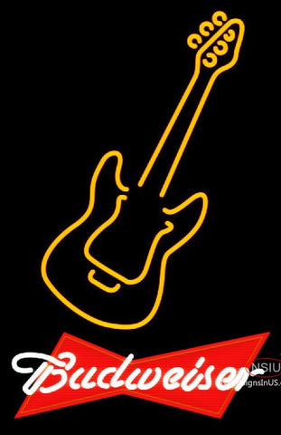 Budweiser Red Only Orange Guitar Neon Sign   