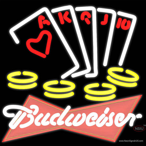Budweiser Red Poker Ace Series Real Neon Glass Tube Neon Sign 7  x 
