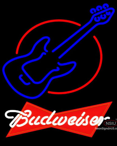 Budweiser Red Red Round Guitar Neon Sign   