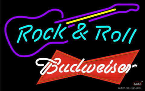 Budweiser Red Rock N Roll Guitar Neon Sign  
