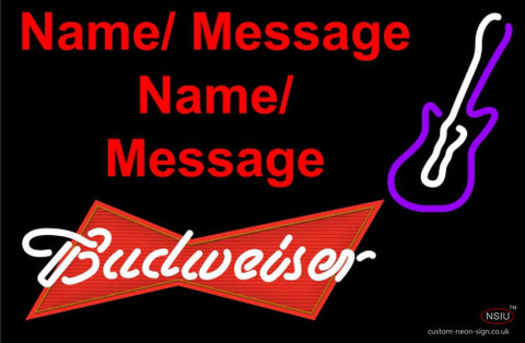 Budweiser Red Violet Guitar Neon Sign   