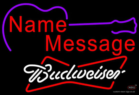 Budweiser White Acoustic Guitar Neon Sign  