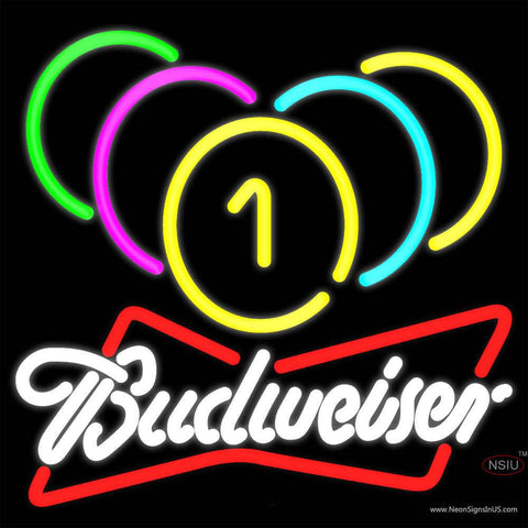 Budweiser White Billiards Rack Pool Real Neon Glass Tube Neon Sign   x 