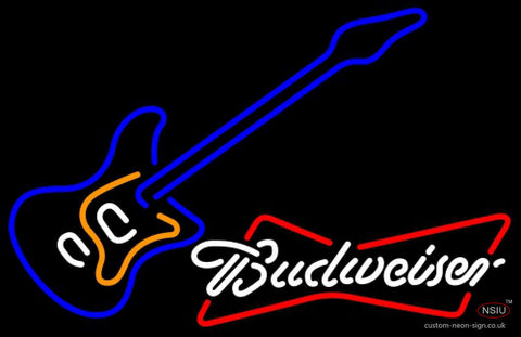 Budweiser White Blue Electric Guitar Neon Sign  