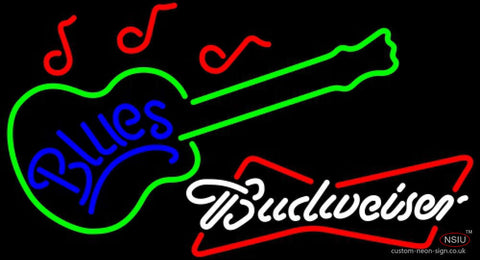 Budweiser White Blues Guitar Neon Sign  