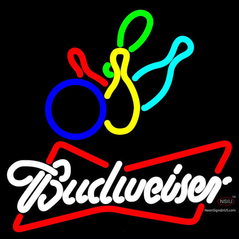 Budweiser White Colored Bowling Neon Sign   x