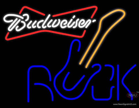 Budweiser White Rock Guitar Real Neon Glass Tube Neon Sign 