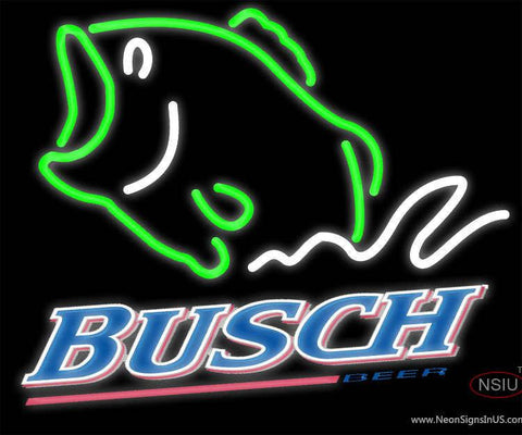 Busch Beer Bass Fish Real Neon Glass Tube Neon Sign x 