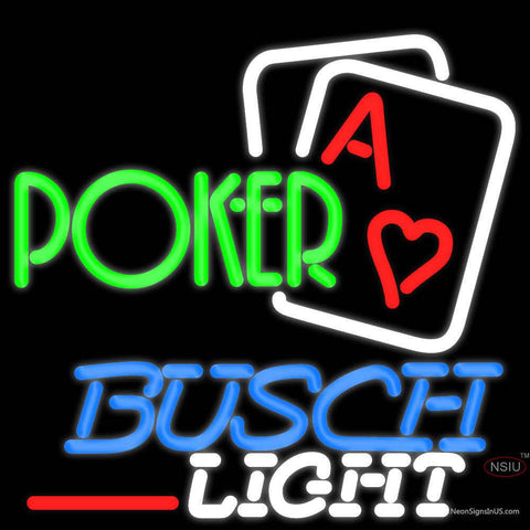 Busch Light Green Poker Real Neon Glass Tube Neon Sign x 