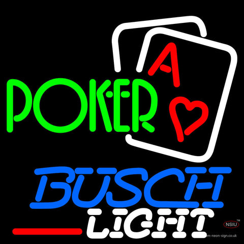 Busch Light Green Poker Neon Sign x 