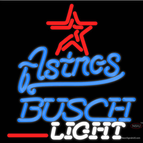 Busch Light Houston Astros Mlb Real Neon Glass Tube Neon Sign x 