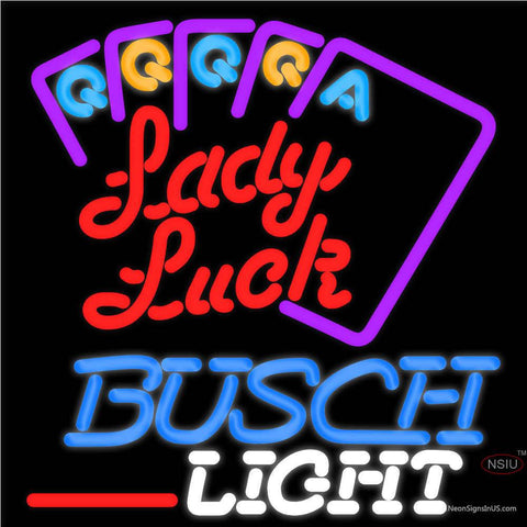 Busch Light Lady Luck Series Real Neon Glass Tube Neon Sign x 