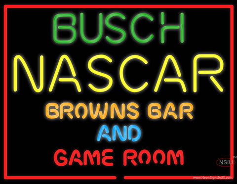 Busch NASCAR Browns Bar And Game Room Real Neon Glass Tube Neon Sign 