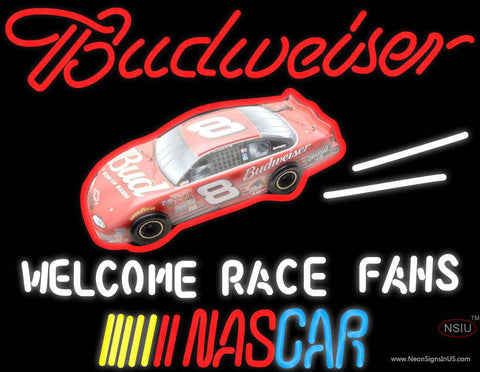 Budweiser Logo With NASCAR Real Neon Glass Tube Neon Sign 