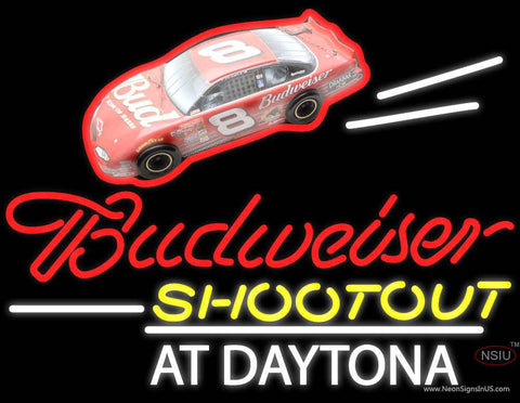 Budweiser Logo With Shootout At Daytona Real Neon Glass Tube Neon Sign 
