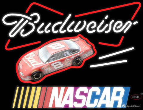 Budweiser With NASCAR Real Neon Glass Tube Neon Sign 