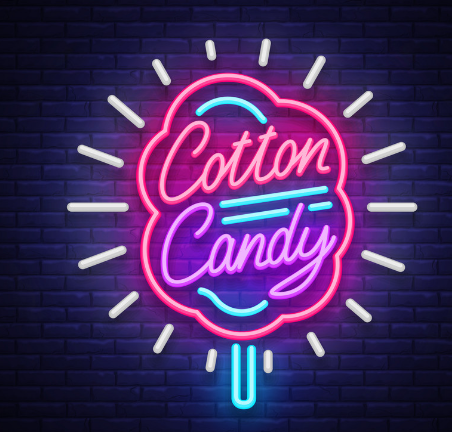 candyfloss cotton candy neon sign