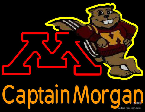 Captain Morgan Minnesota Golden Gophers Hockey Neon Sign  