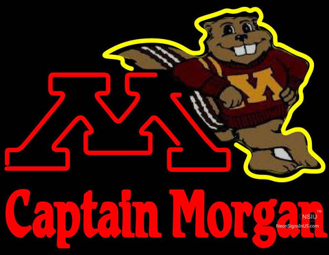 Captain Morgan Minnesota Golden Gophers Hockey Neon Sign  