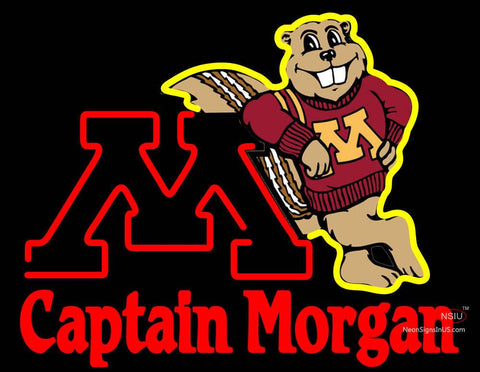 Captain Morgan Minnesota Golden Gophers Hockey Neon Sign  