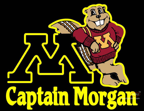 Captain Morgan Minnesota Golden Gophers Hockey Neon Sign  