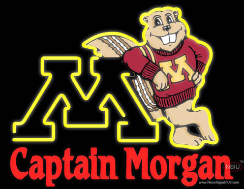 Captain Morgan Minnesota Golden Gophers Hockey Real Neon Glass Tube Neon Sign 7 