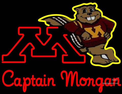 Captain Morgan Minnesota Golden Gophers Hockey Neon Sign 