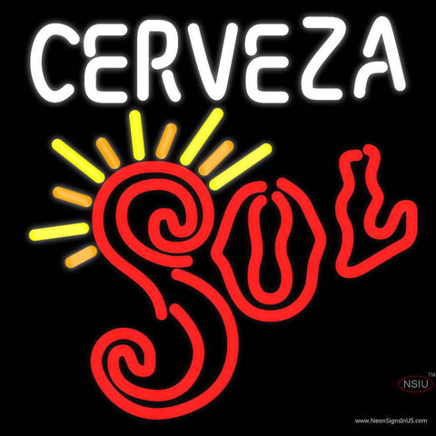 Cerveza Sol Sun Rays Real Neon Glass Tube Neon Sign  x 