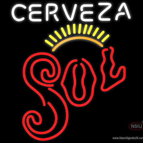 Cerveza Sol Sun Rays Real Neon Glass Tube Neon Sign x