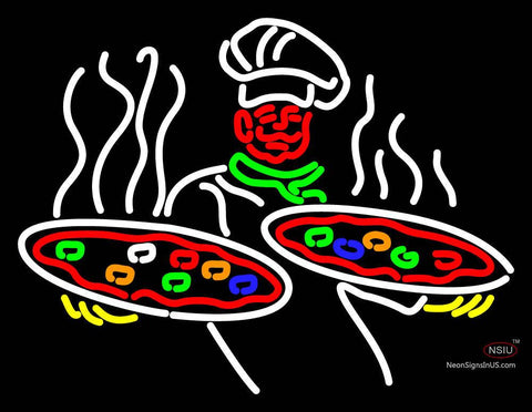 Chef With Pizza Neon Sign