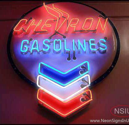 Chevron Gasoline Real Neon Glass Tube Neon Sign 