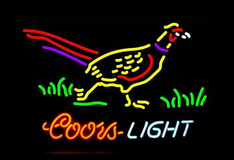 Pheasant with Coors Light Real Neon Glass Tube Neon Sign 