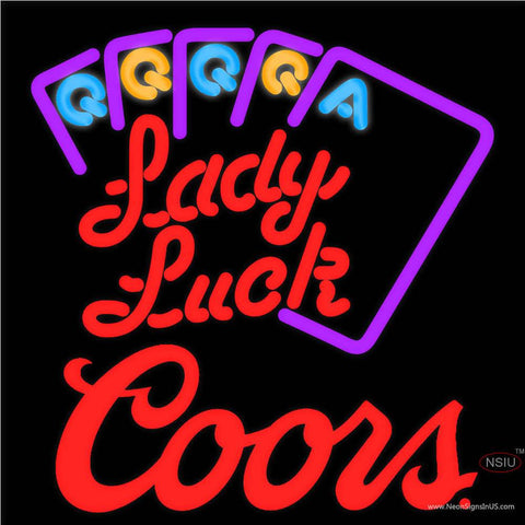Coors Lady Luck Series Real Neon Glass Tube Neon Sign  x 