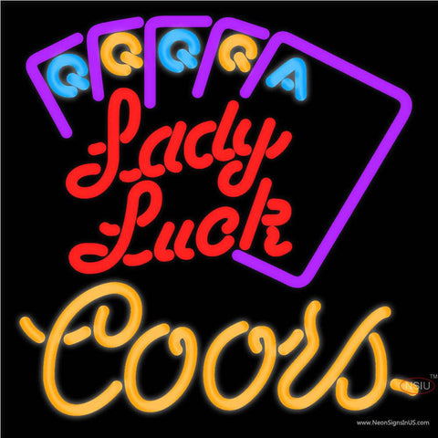 Coors Lady Luck Series Real Neon Glass Tube Neon Sign x 