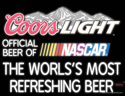 Coors Light Logo With NASCAR- Real Neon Glass Tube Neon Sign 