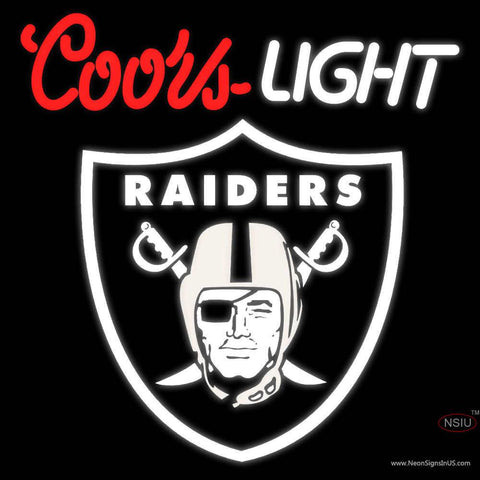 Coors Light Printed Oakland Raiders Neon Beer x 