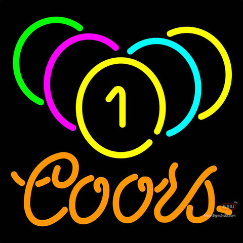 Coors Neon Billiard Rack Pool Neon Beer Sign   x 