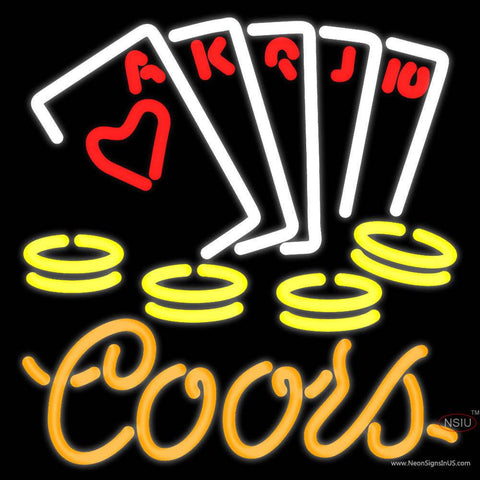 Coors Neon Poker Ace Series Real Neon Glass Tube Neon Sign 7  x 