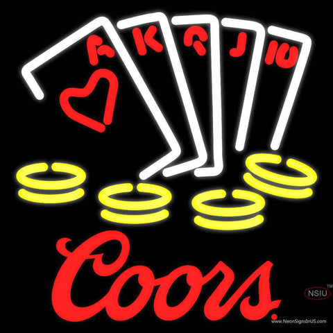 Coors Poker Ace Series Real Neon Glass Tube Neon Sign 7  x 