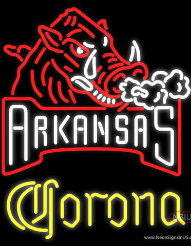 Corona Arkansas Razorbacks Real Neon Glass Tube Neon Sign 