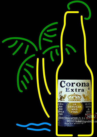 Corona Extra Bottle Palm Tree Neon Beer Sign 