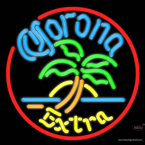 Corona Extra Circle Palm Tree Neon Beer Sign x 