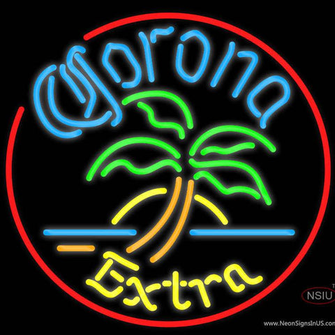 Corona Extra Circle Palm Tree Neon Beer Sign x