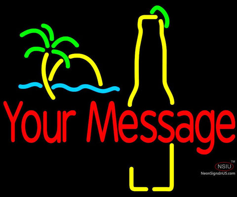 Custom Sunset Palm Tree Bottle Neon Beer Sign 