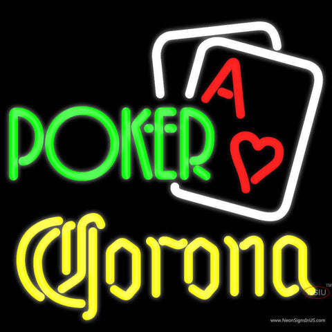 Corona Green Poker Real Neon Glass Tube Neon Sign x 