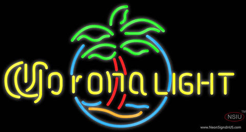 Corona Light Palm Tree Circle Neon Beer Sign