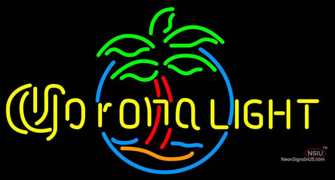 Corona Light Palm Tree Circle Neon Beer Sign 