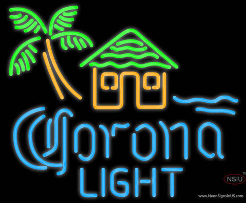 Corona Light Tiki Hut W Palm Tree Neon Beer Sign 